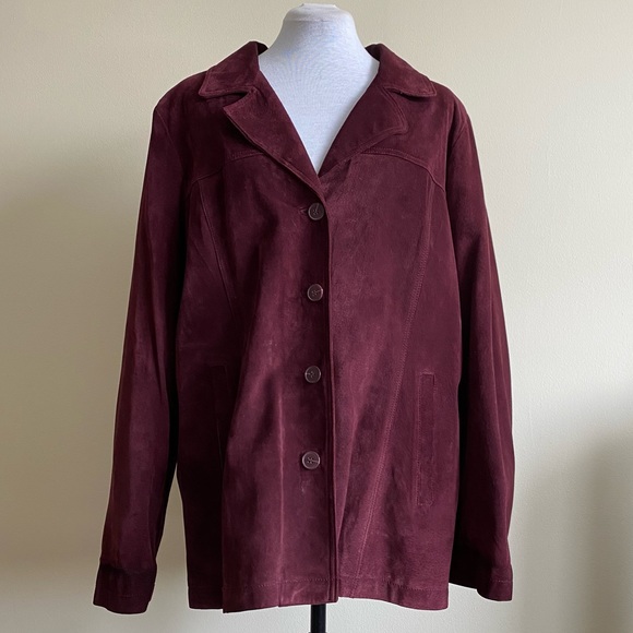 vintage danier suede burgundy lightweight jacket - Picture 1 of 11
